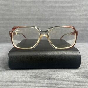 Vintage 80s Two Tone Gradient Square Eyeglasses Bronco Brown Clear 54-20-145